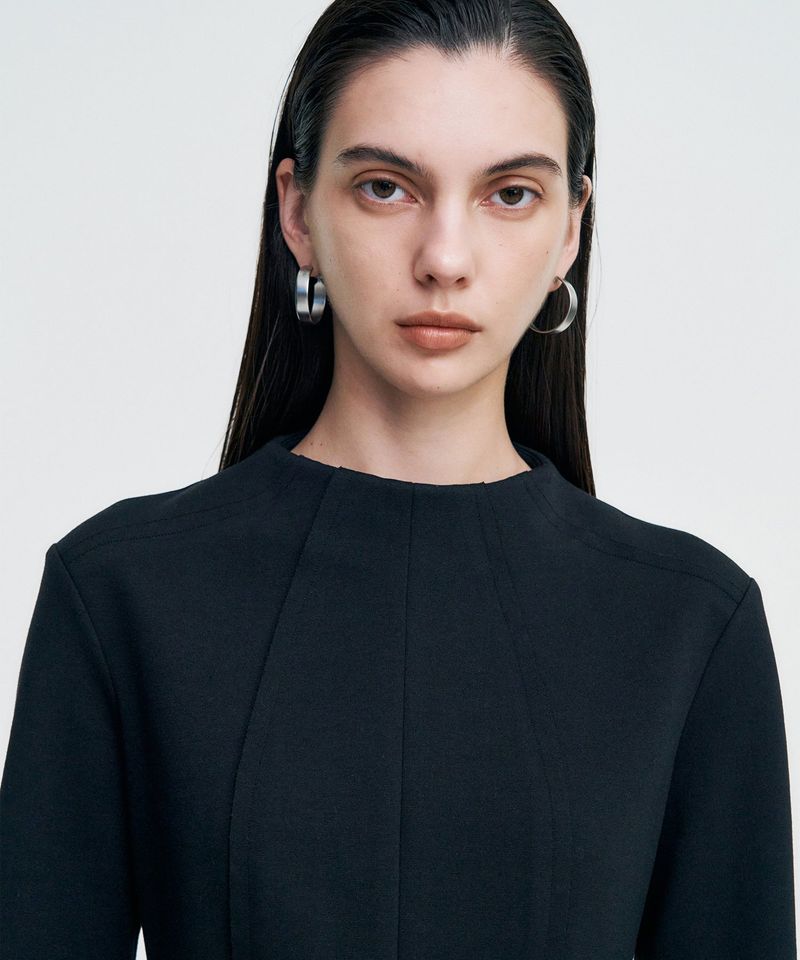 Raw Edge Balloon Dress _ BLACK