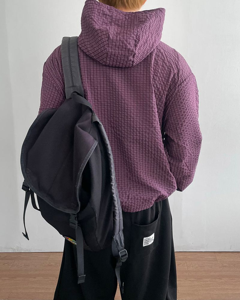 Burnt Check Hood Windbreaker
