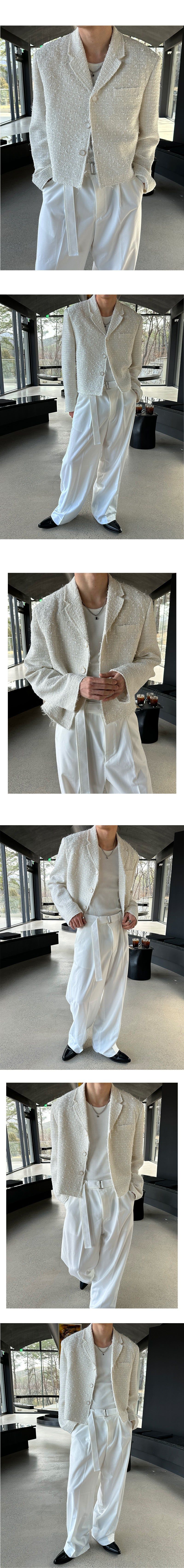 [PREMIUM] Crush glitter tweed jacket(2color)