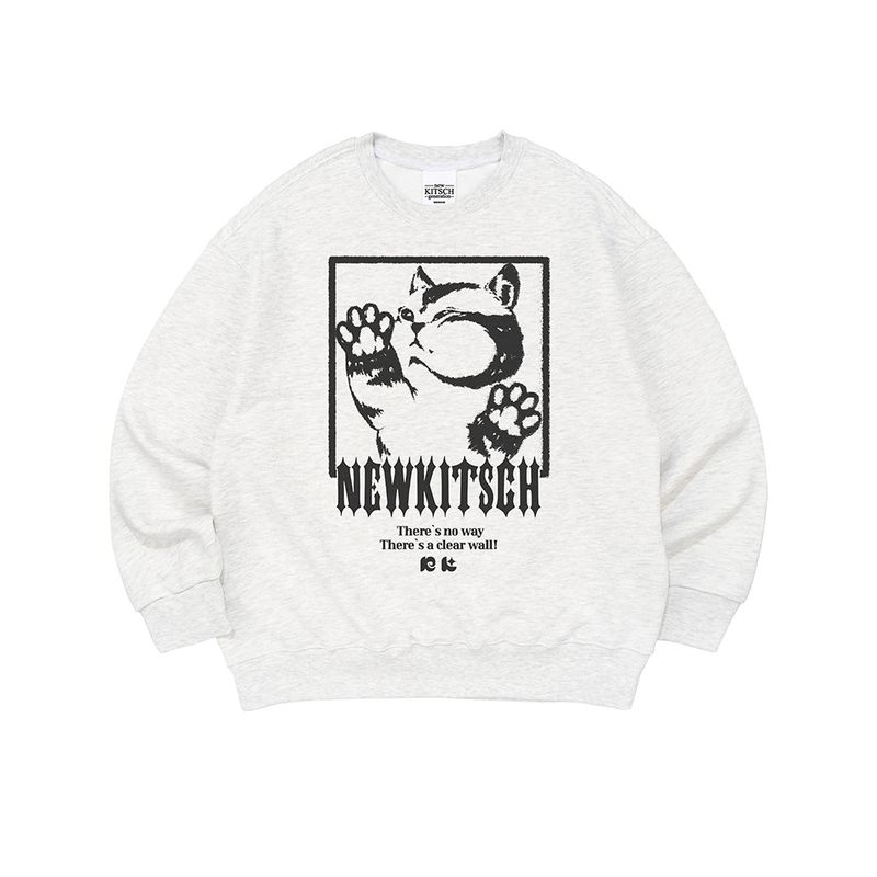 NEWKITSCH（ニューキッチジェネレーション）の「LOCKED-UP CAT SWEATSHIRTS (LIGHT MELANGE)（Tops）」