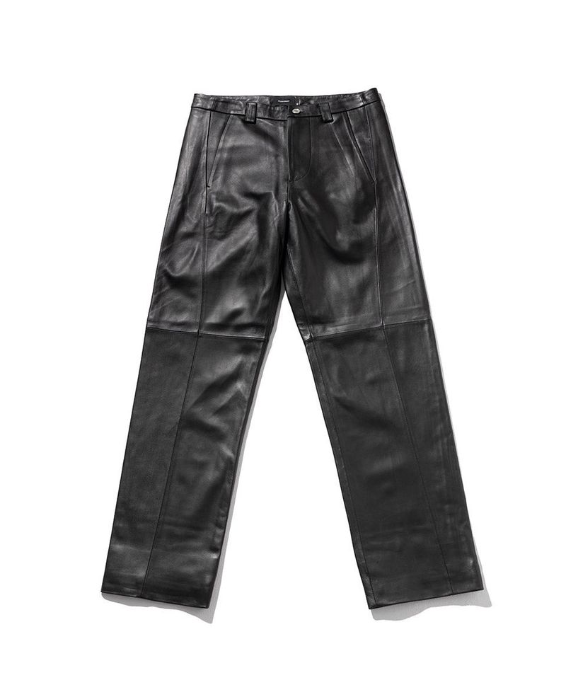 LAMSKIN CURVED LINE PANTS