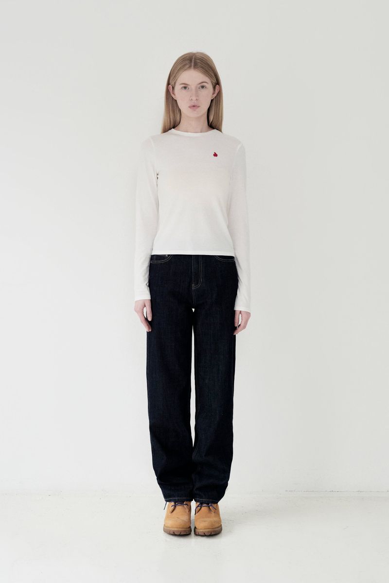 KIRSH PLAIN ROUND FITTED T-SHIRT [WHITE]