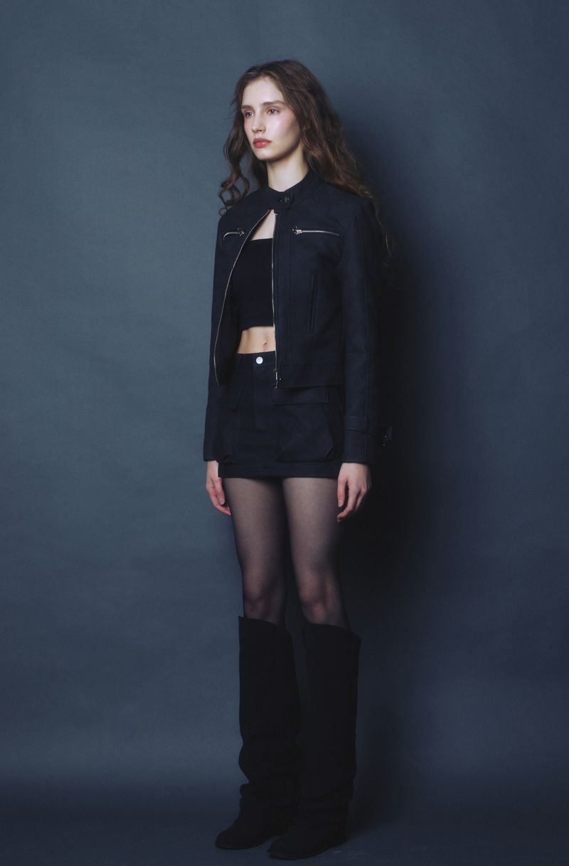 [MADE] Sober leather skirt - black