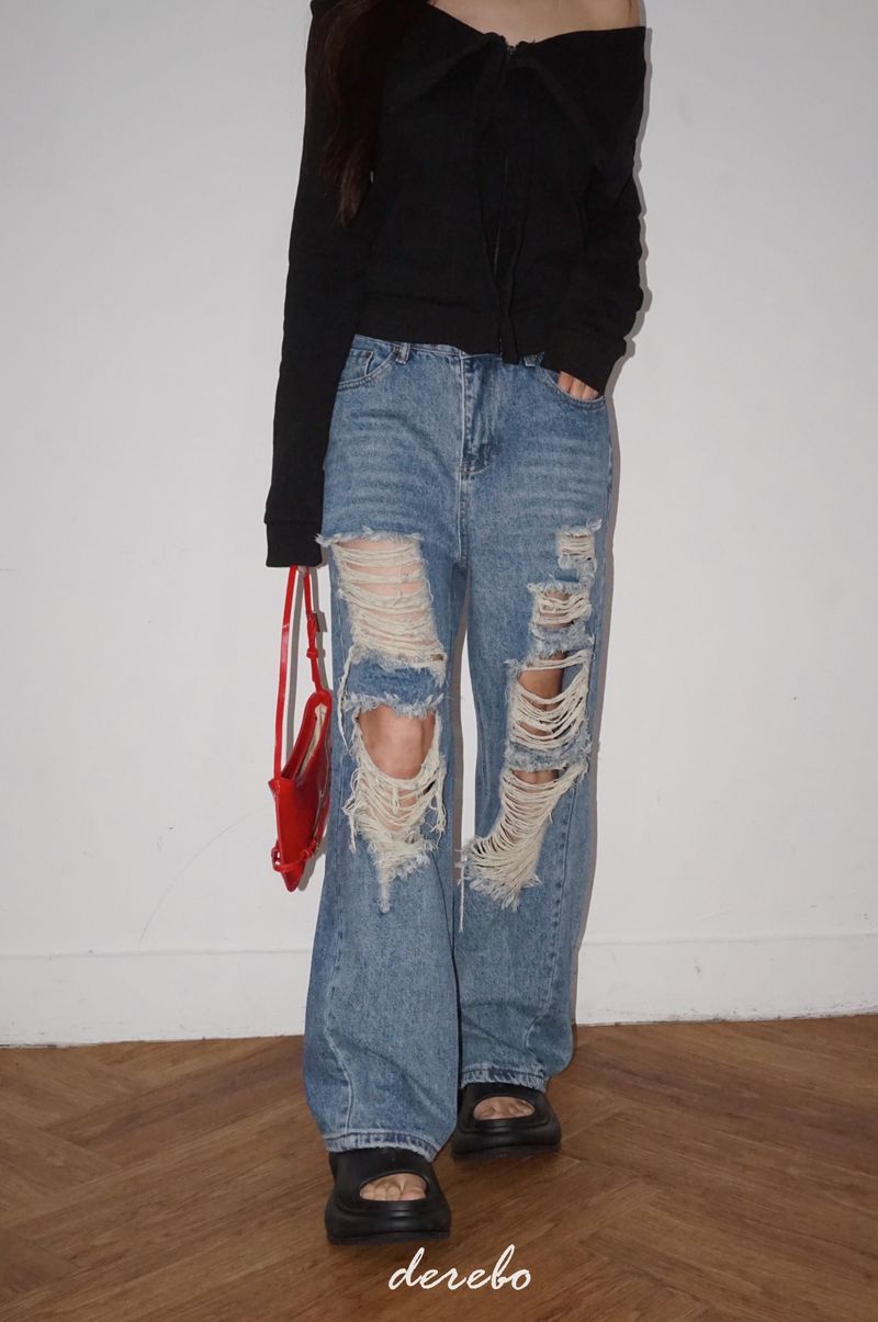 Vintage open wide denim pants