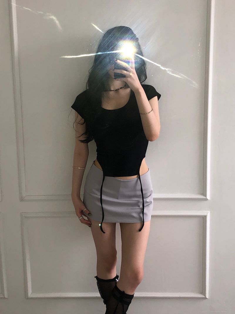 Pintuck Mini Satin Skirt