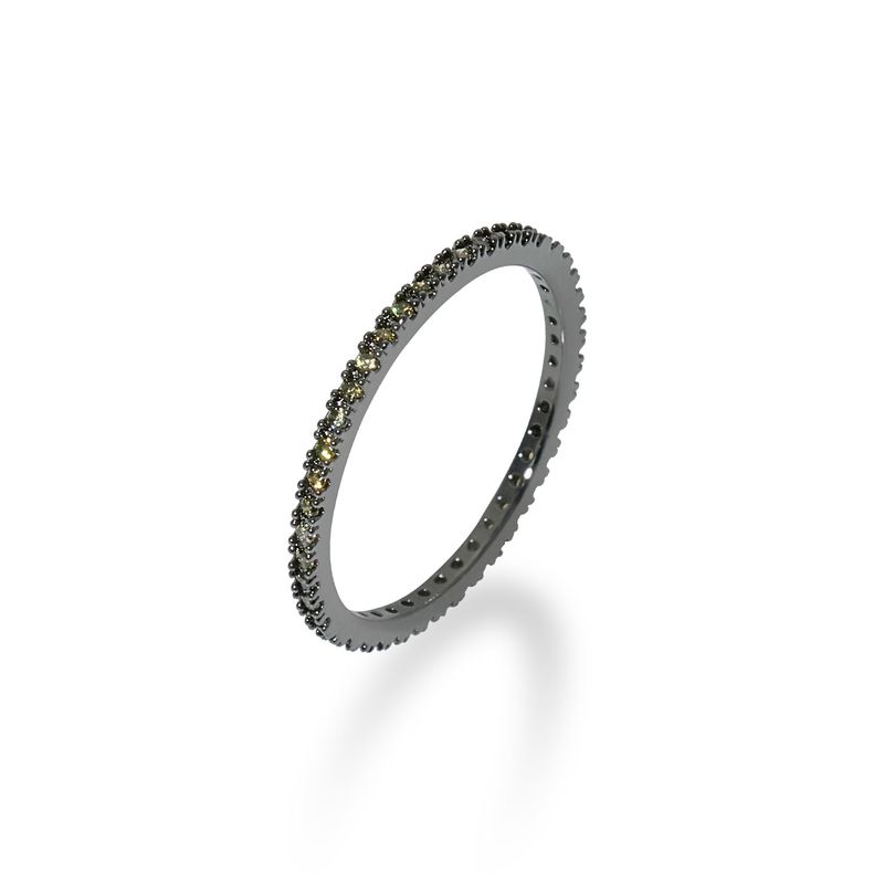[S925] 1MM Yellow Tennis Rilng (black silver)