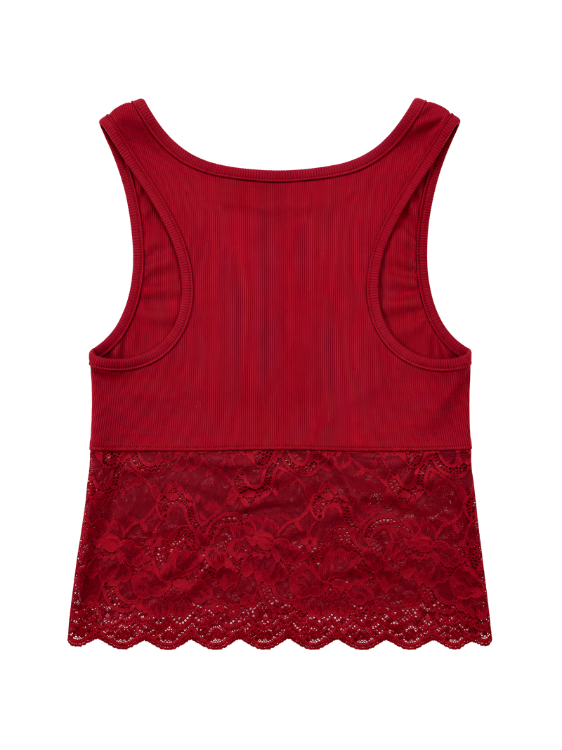 LACE SHORT SLEEVELESS [BURGUNDY]
