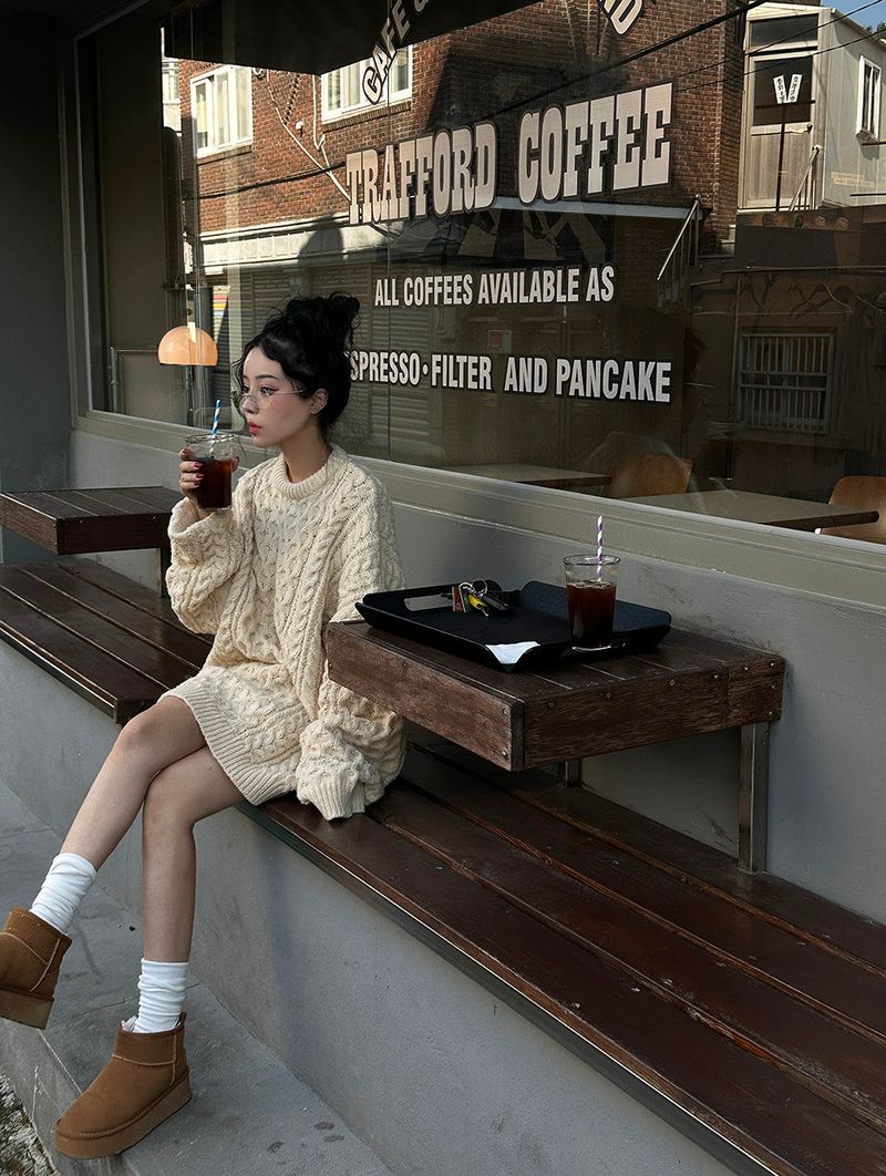 Cooking Twisted Doughnut Patterned Oversized Fit Knitwear
