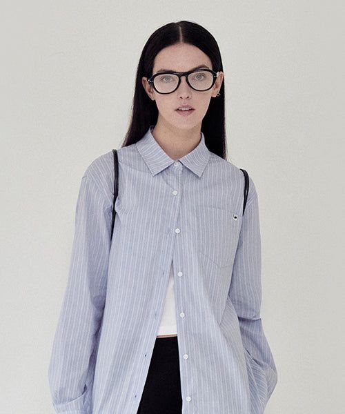 KIRSH（キルシー）の「KIRSH PLAIN STRIPE LOOSE FIT SHIRT [SKY]（Tops）」