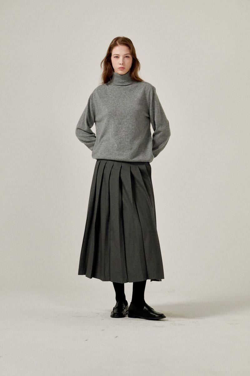 Cashmere turtle neck knit (Grey)