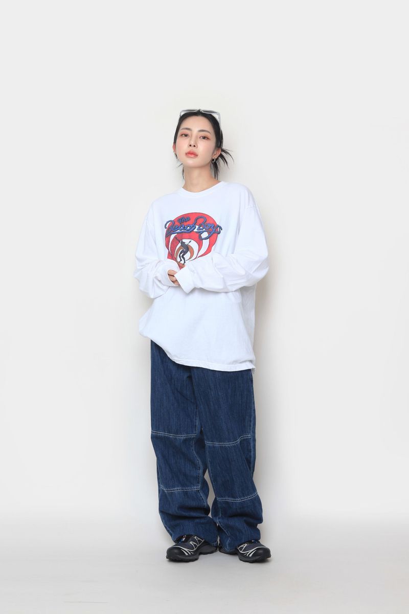 stitch work denim pants