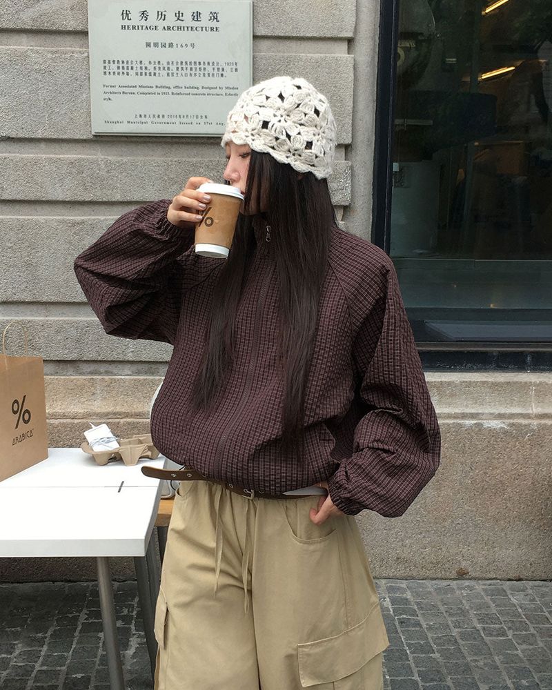 [ORIGINAL] Piping Half-Neck Windbreaker