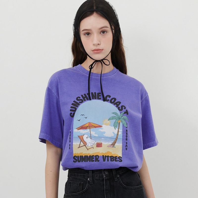 AWE BORN US（アボンアス）の「【MADE】SUNSHINE GHOST PRINT T-SHIRT [PURPLE]（Tops）」
