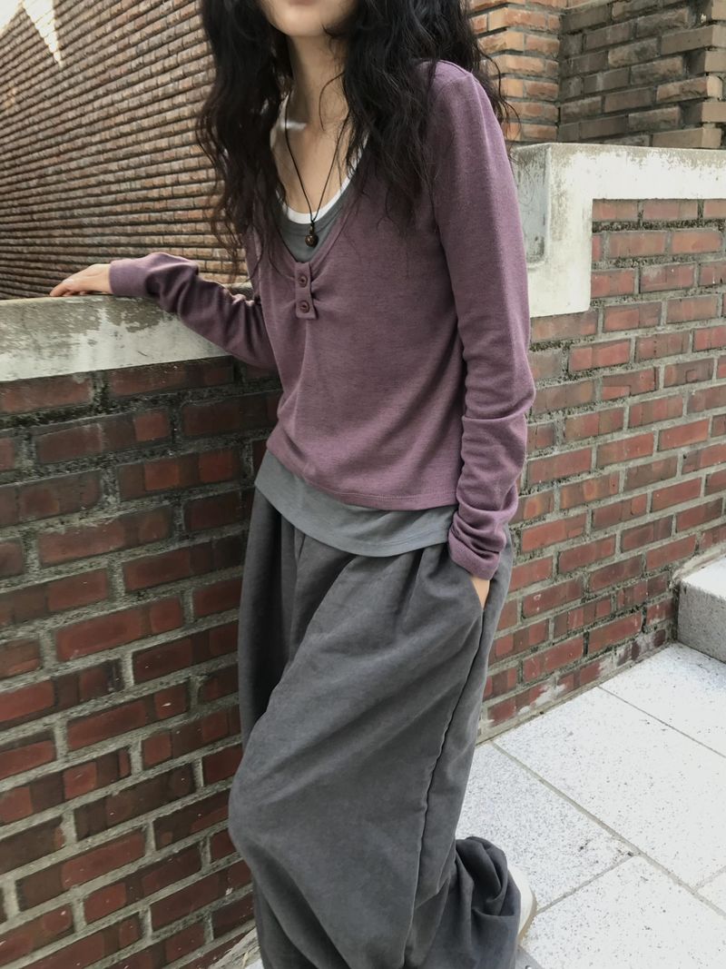 レイヤード カラーブロックティー