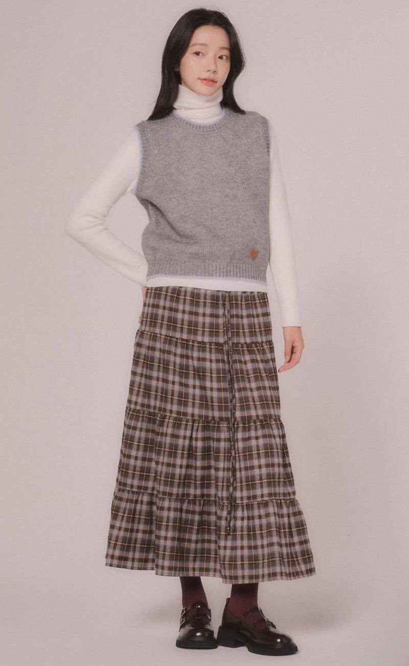 SIMPLE LINE KNIT VEST (Navy)