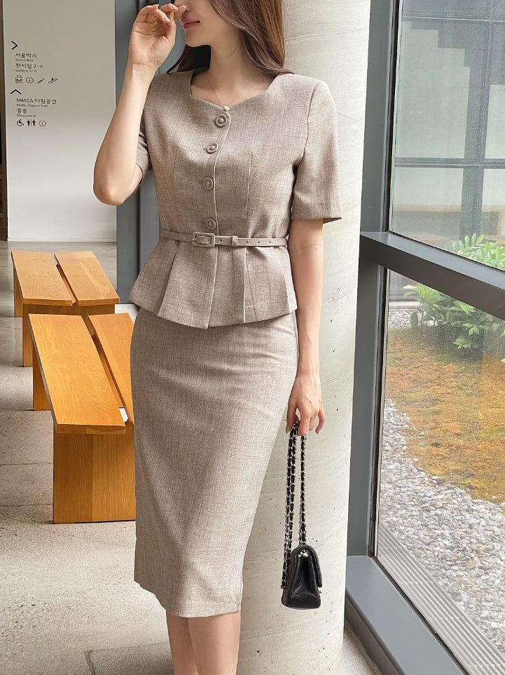 Renne Peplum H-Line Skirt