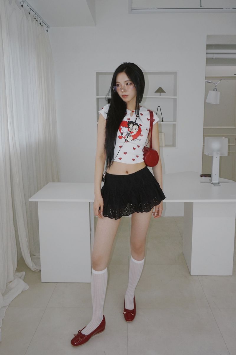 Black Lady Punching Mini Skirt