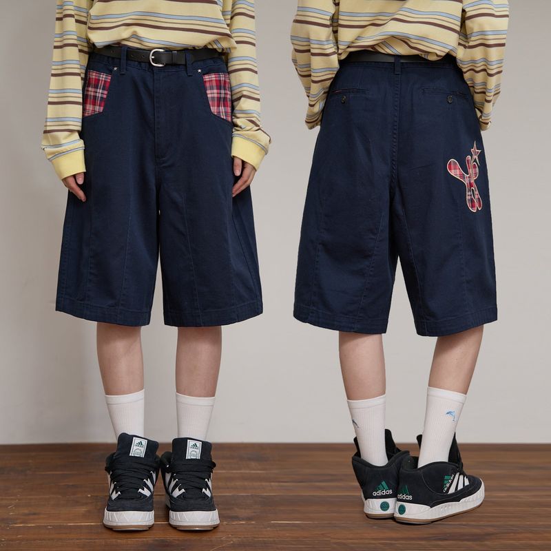 Check Applique Half Pants