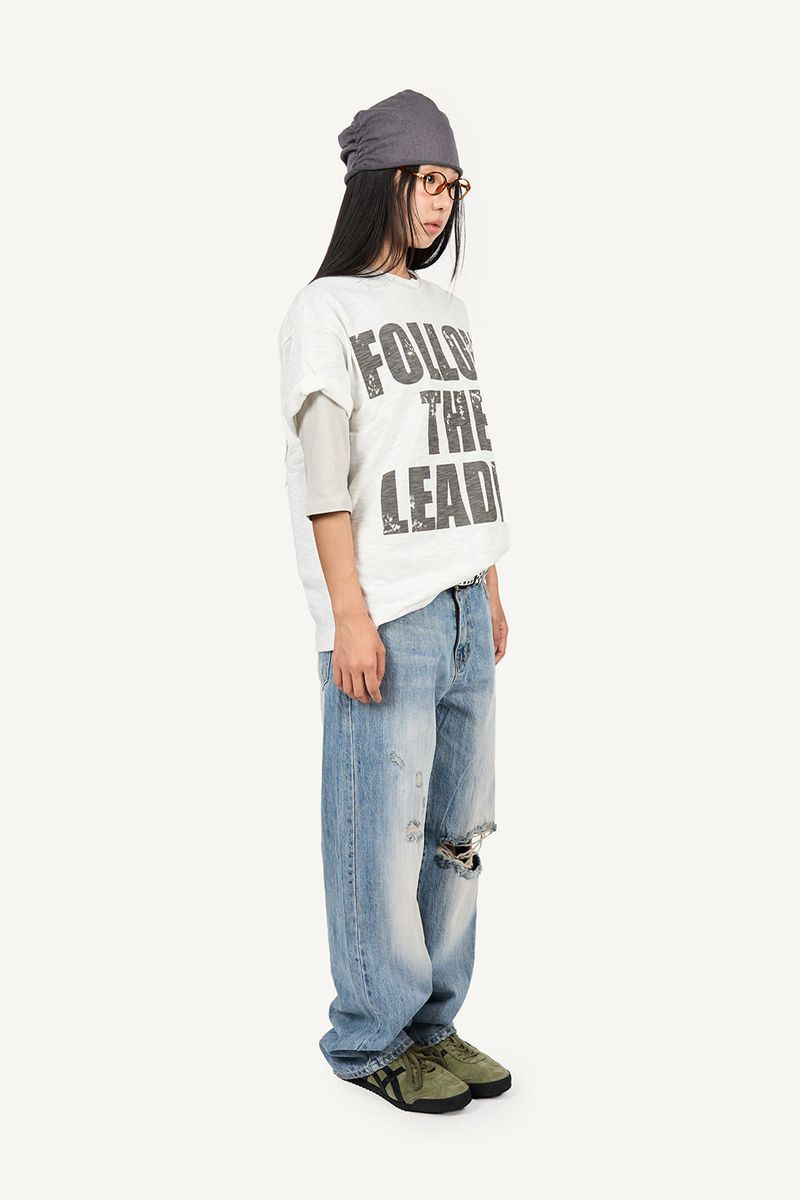 Distressed vintage denim pants