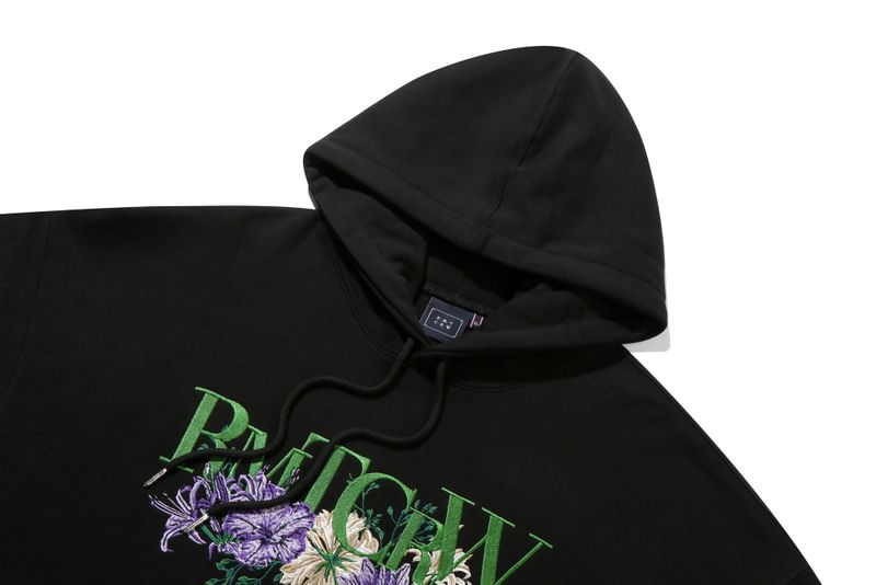 RECENT LOGO FLOWER HOODIE_BLACK