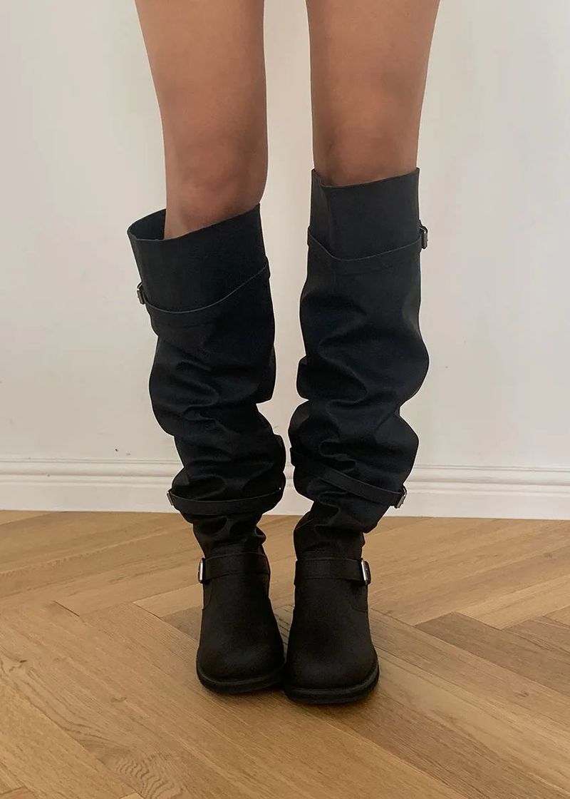 SHIRRING BELT LOOSE BOOTS (2color)