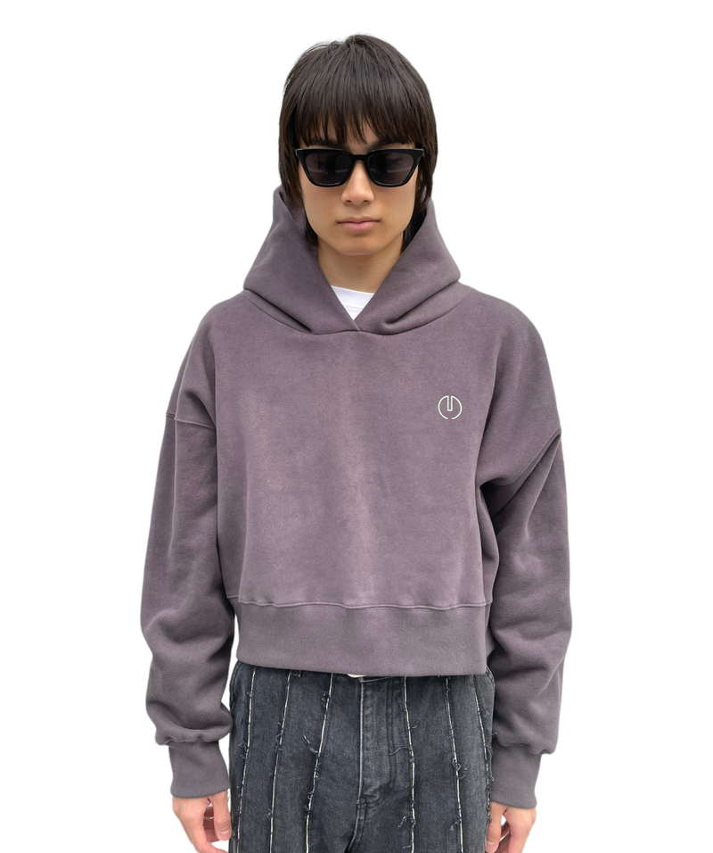プリントクロップドフーディ / Print Cropped Hoodie-CHARCOAL