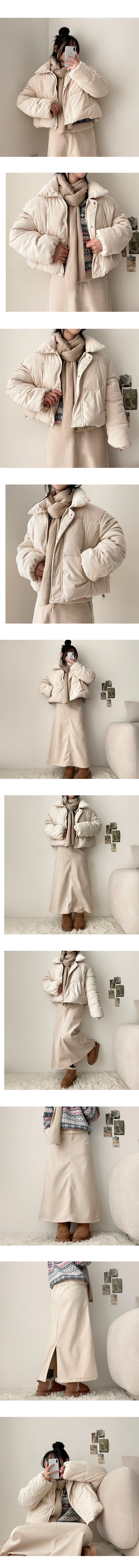 Belnun collar corduroy short padded jacket