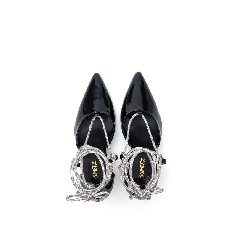 Glitter Strap Stiletto Heel(Black)