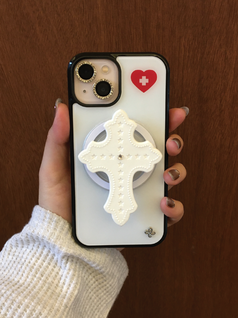 [Glass] Cross Heart Case (Mag safe)
