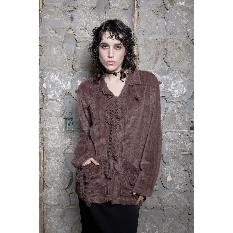 Still Lethardy（スティル レサーディ）の「LACE-UP SHIRDIGAN: BROWN（Tops）」
