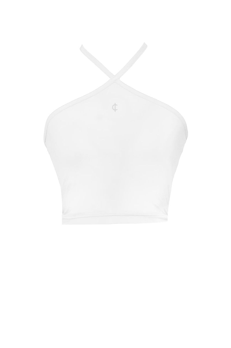 2-way halter span crop sleeveless top (white)