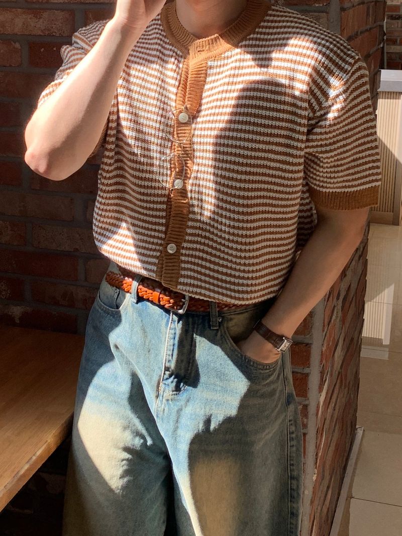 Chain round short-sleeved cardigan