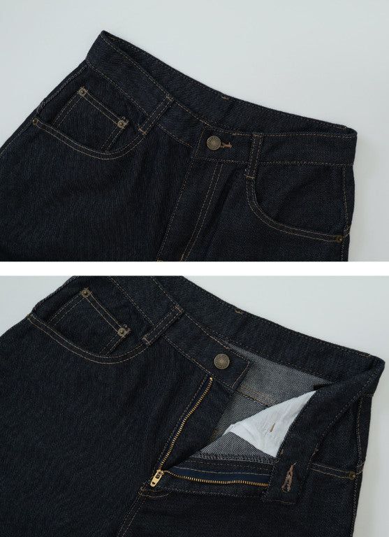 Non-Fade Back Line Wide Denim Pants