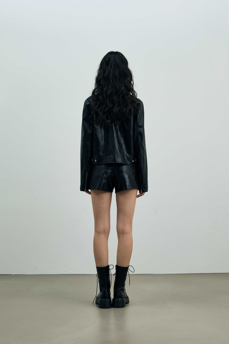 CLARI FAUX LEATHER JACKET / BLACK
