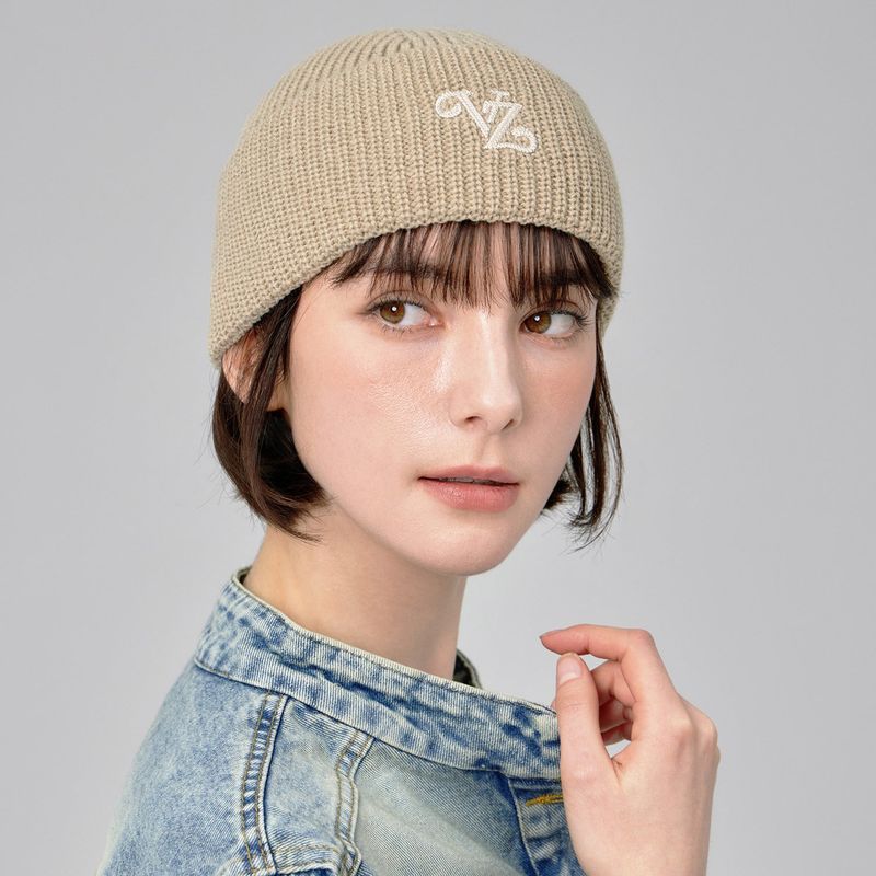 Leaf VZ Logo Washed Beanie / Beige