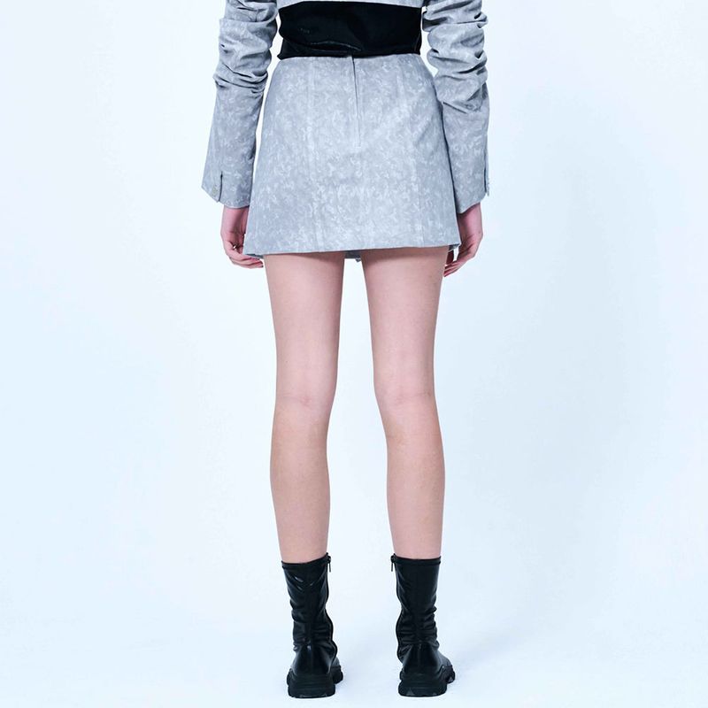 DOZI - Suede Mini Wrap Skirt _ Light Grey