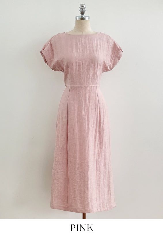 Opil Balloon Sleeve Linen Long One Piece