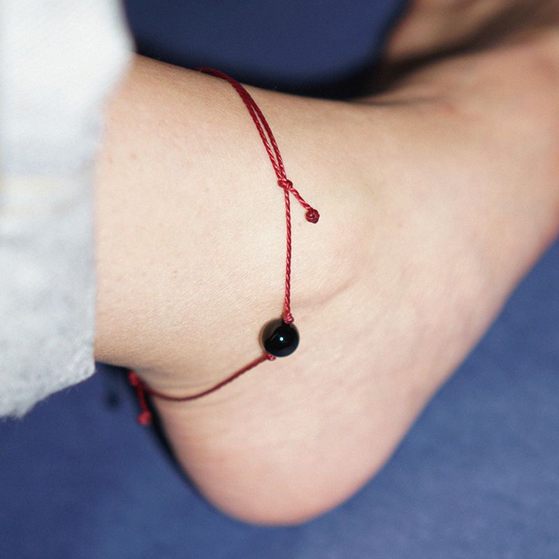 BLACK BALL ROPE ANKLET