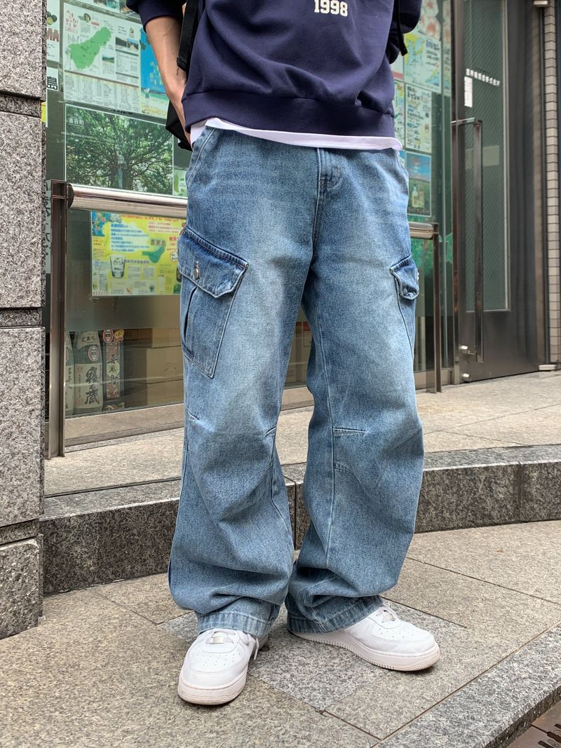 Tachi washed cargo denim pants