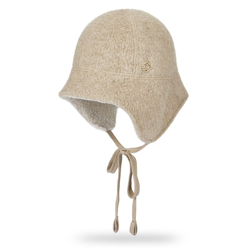 VA Curved Circle Logo Flap Bonnet Hat / Oatmeal