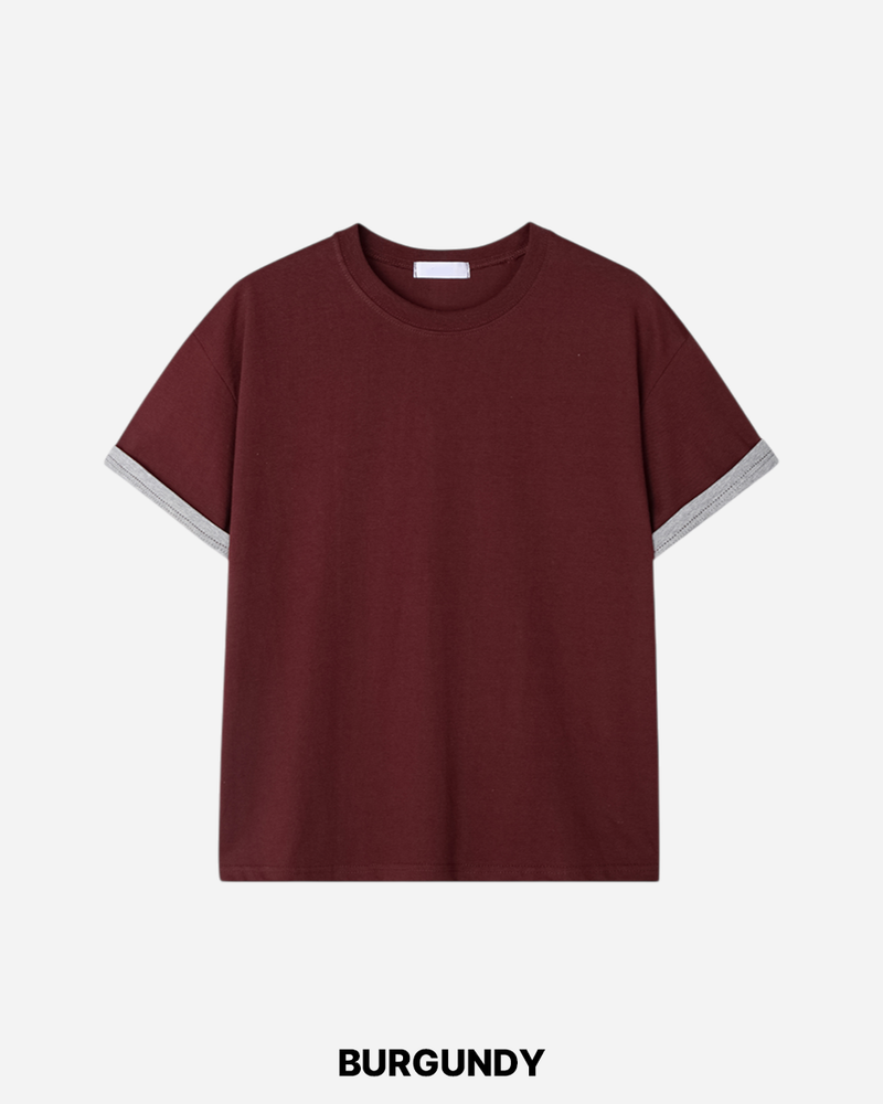 Duet Crop Roll-up Short Sleeve T