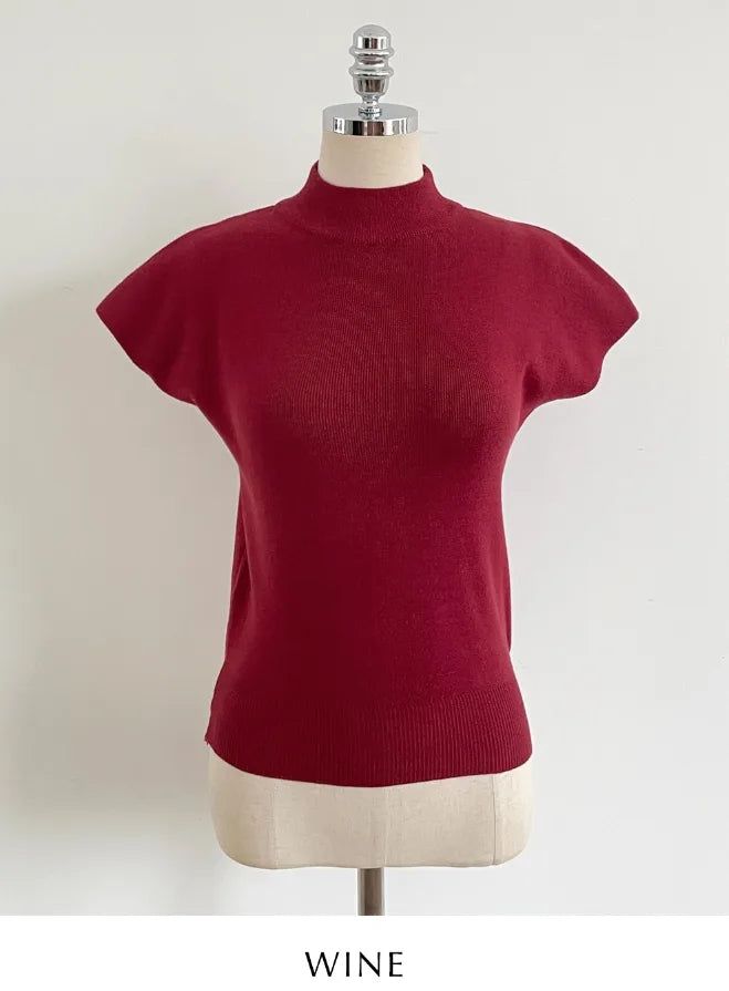 Rosley Half Neck Cap-Sleeve Knit