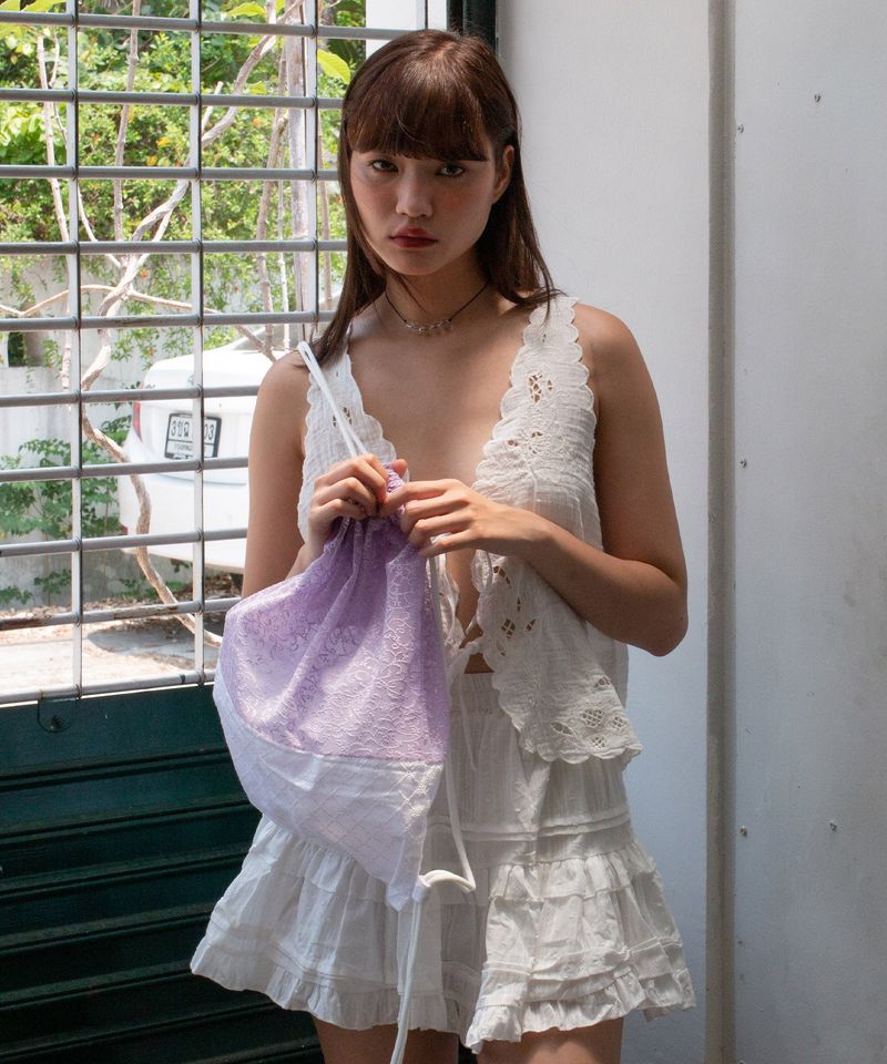 YAHN SISI(ヤーン シシ)の「Lace Drawstring Bag - Lilac(Bags)」