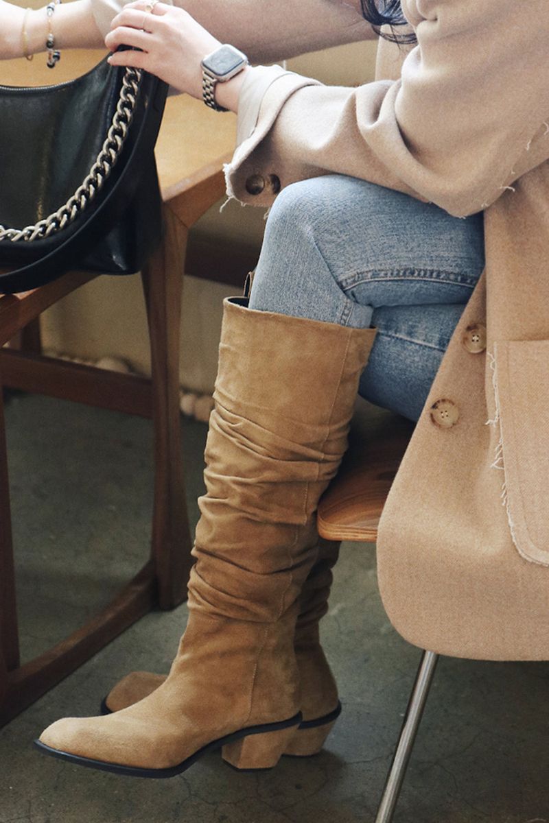 BLURRY WRINKLE LONG BOOTS_3COLORS