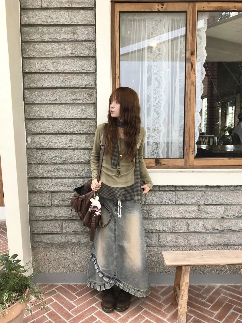 inall vintage denim skirt