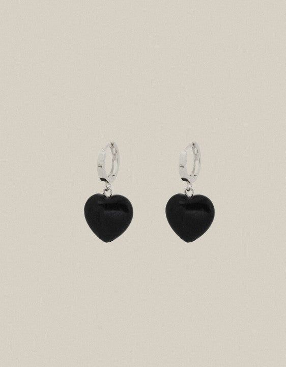 partez（パルテ）の「Black Onyx Heart Earrings Silver（Accessories）」