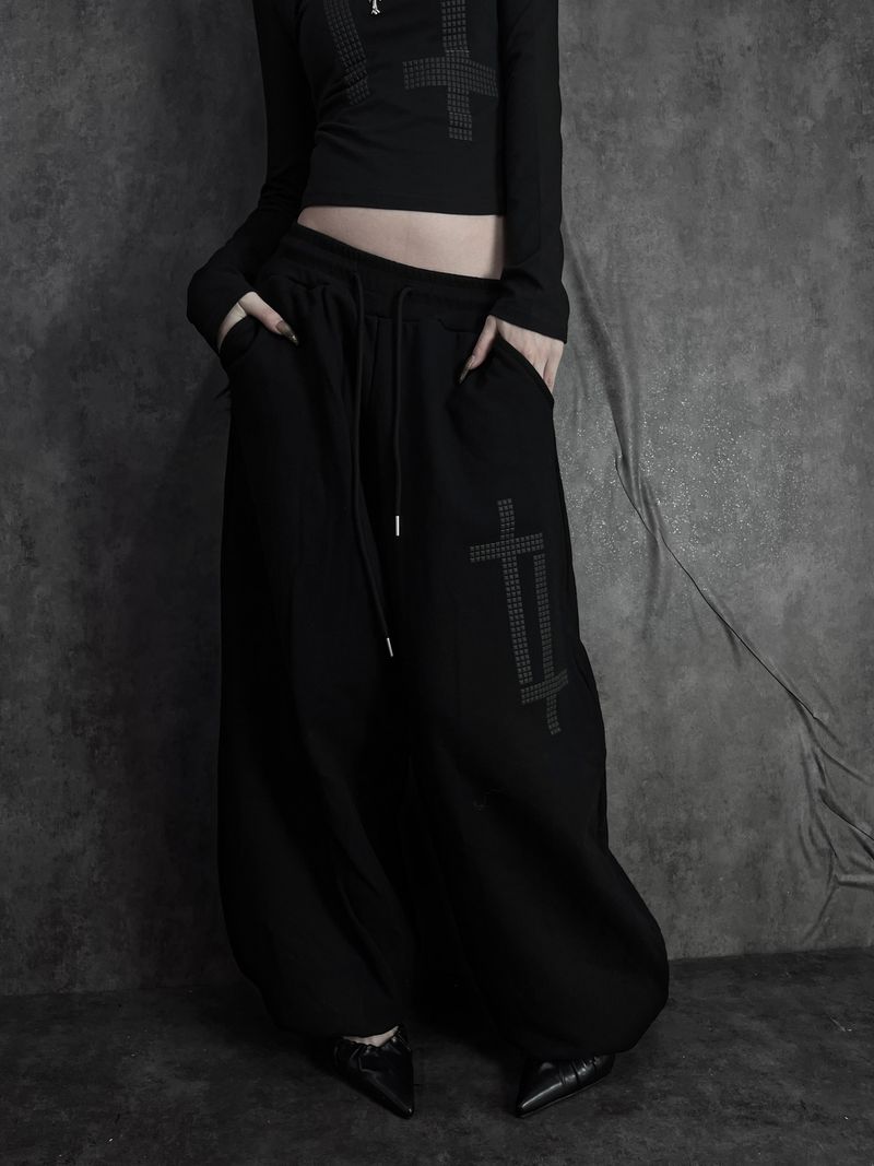 cross square stud pants (2color)