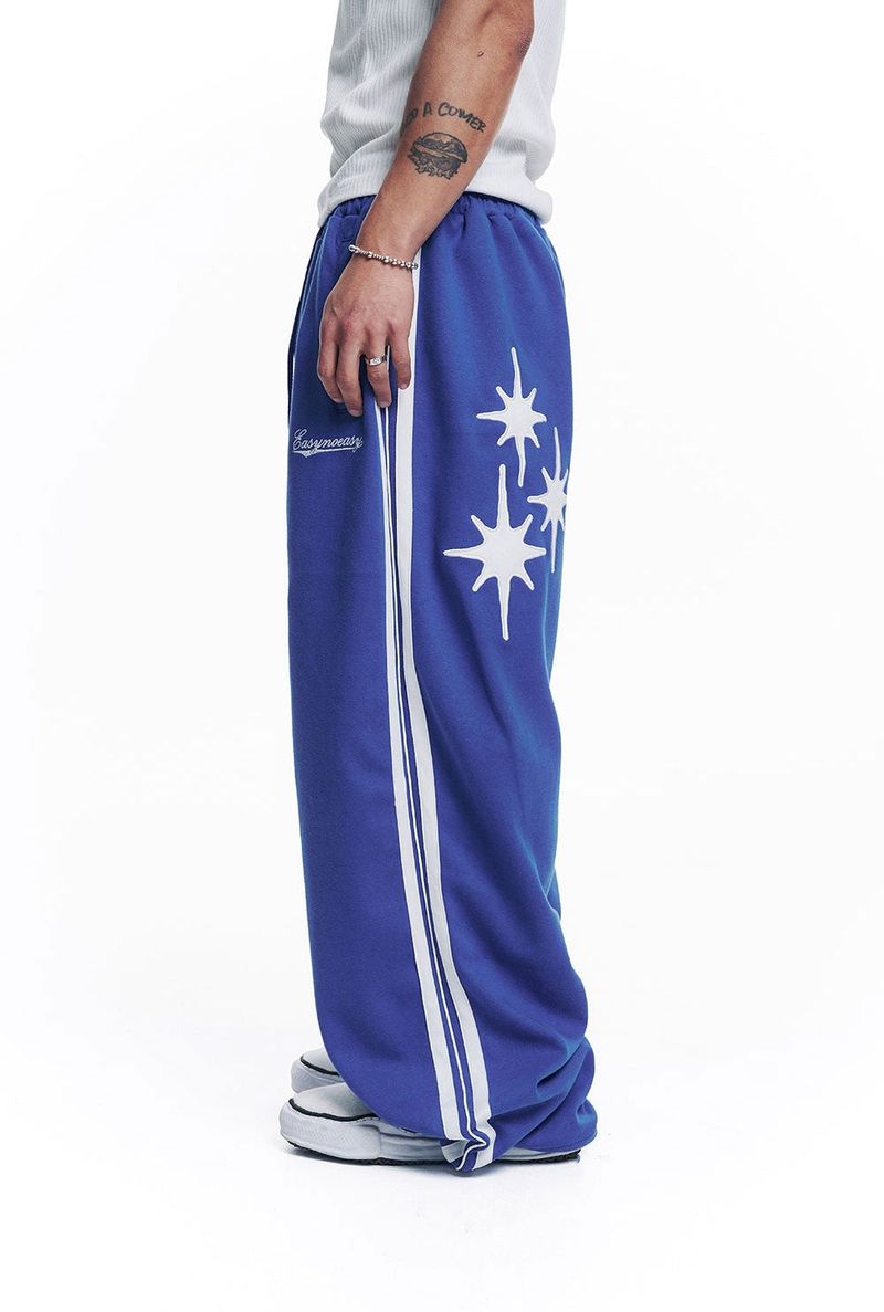 Star Piping Track Balloon Sweat Pants - Blue
