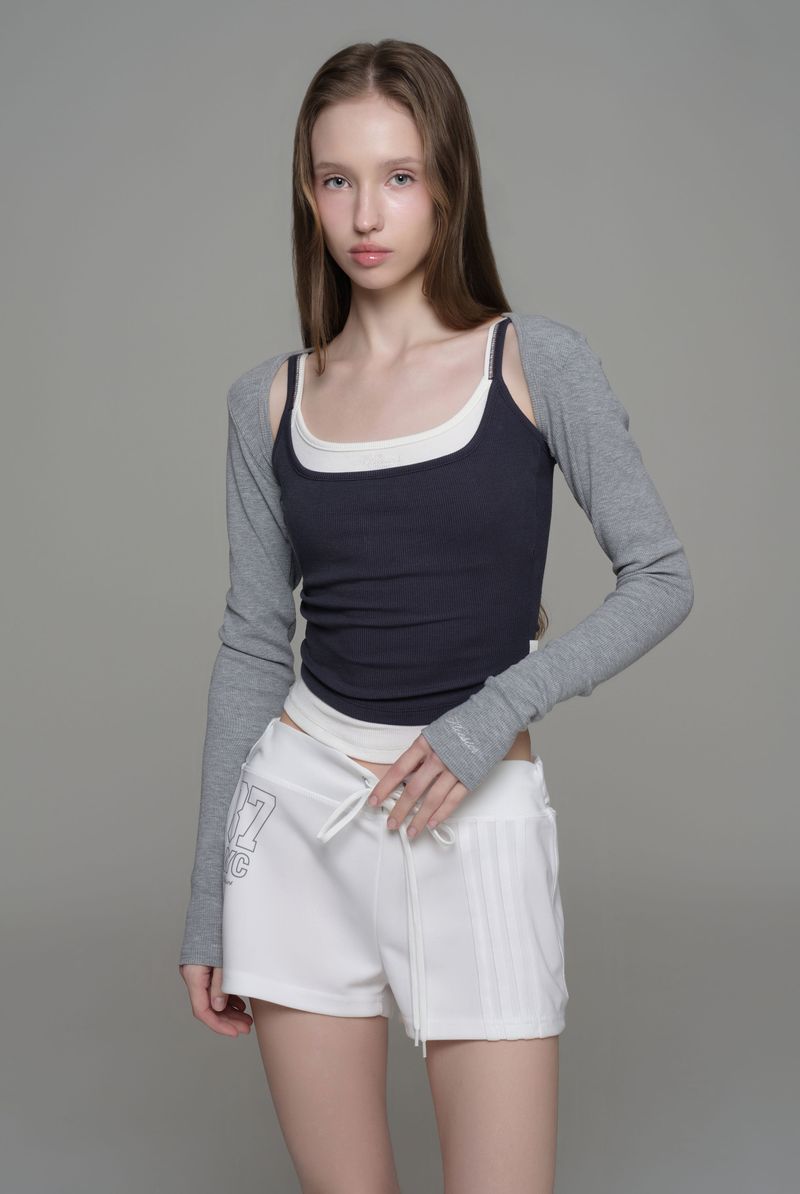 Doubles soft layered camisole top, Navy