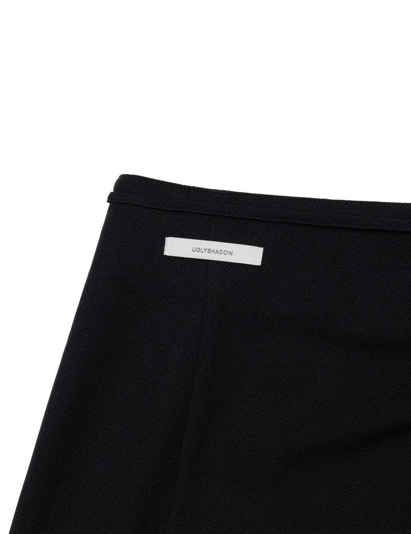 RUCHED LONG TIE SKIRT(BLACK)